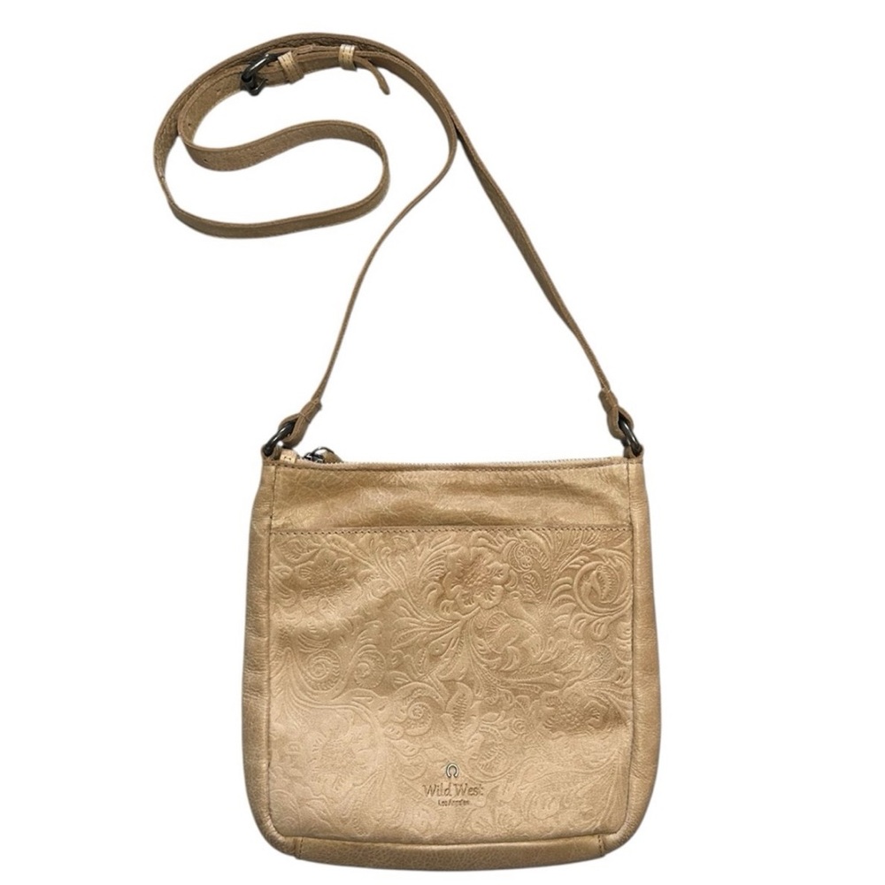 Wild West Los Angeles Crossbody Light Tan Embossed Leather Boho Bag Messenger